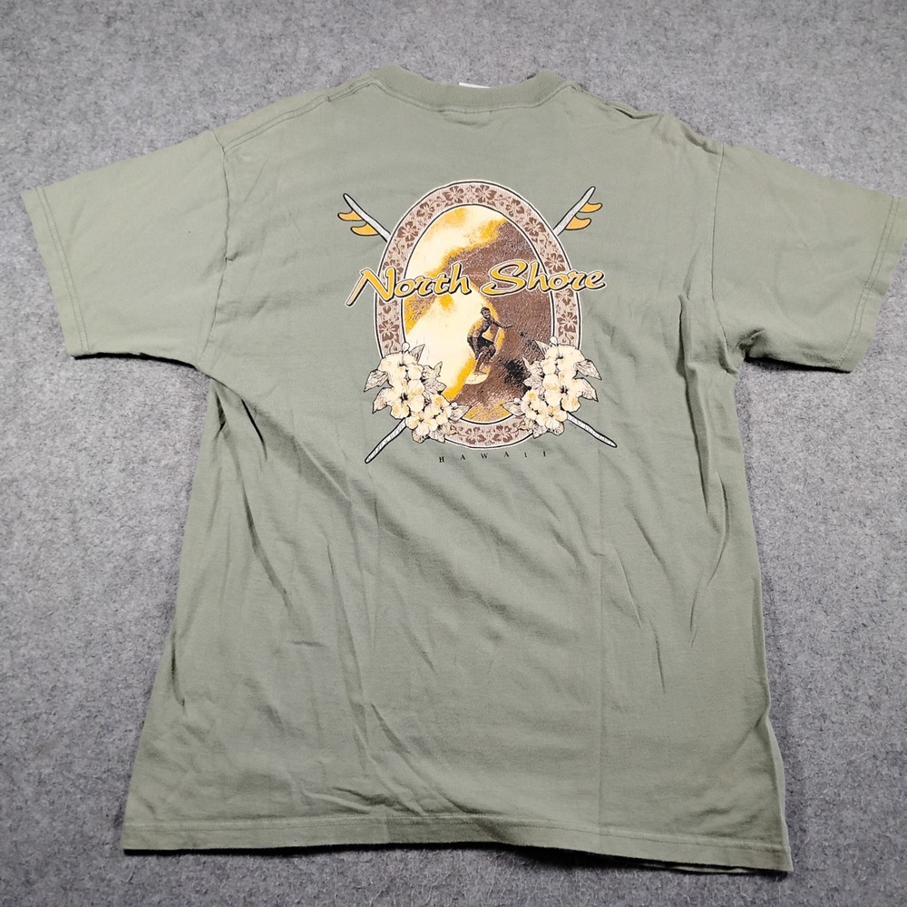 Vintage Fruit of the Loom Hawaii North Shore Surf T Shirt Mens Large Sage Green